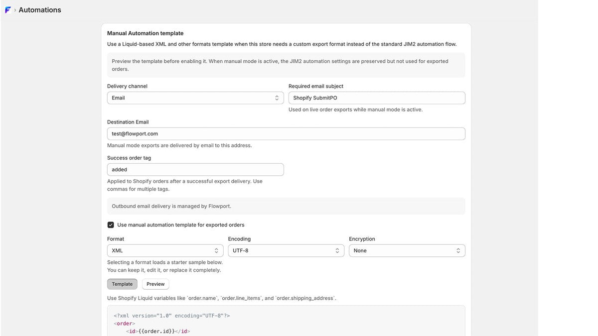 FlowPort — automated order export